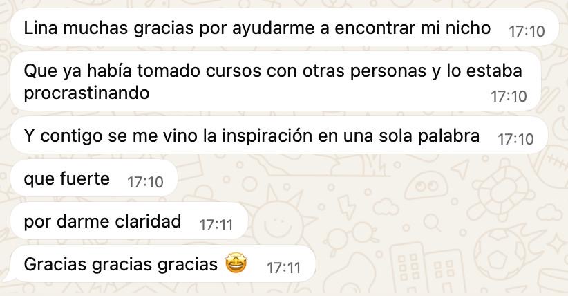 Mensaje de agradecimiento por encontrar un nicho y ganar claridad