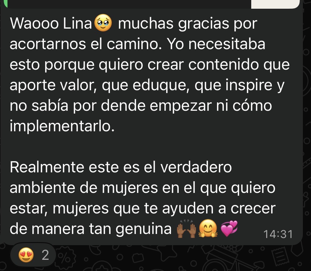 Mensaje de agradecimiento por acortar el camino y ayudar a crear contenido con valor